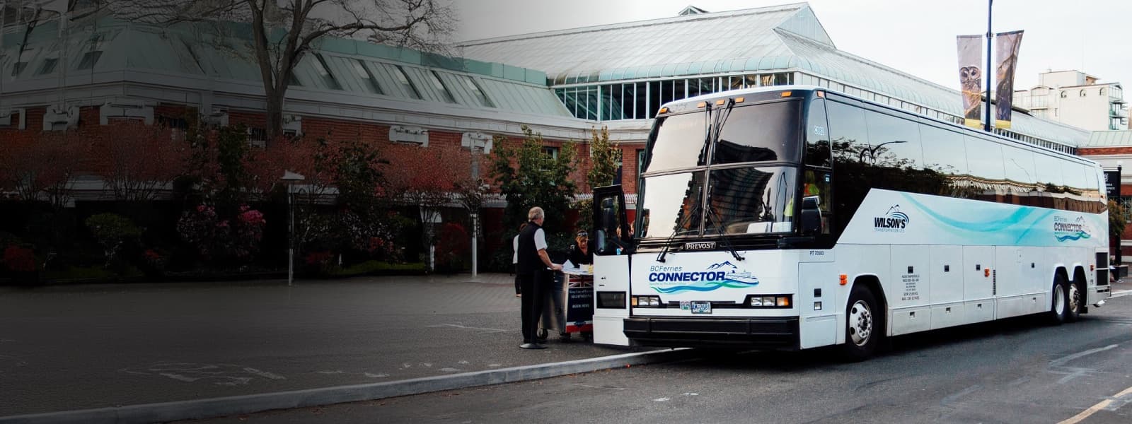 BC Ferries Connector coach bus at the terminal